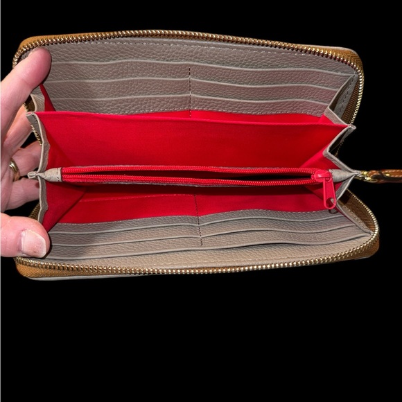 Dooney & Bourke Toupe Pebble Grain Large Zip Around Wristlet Wallet - Picture 4 of 5